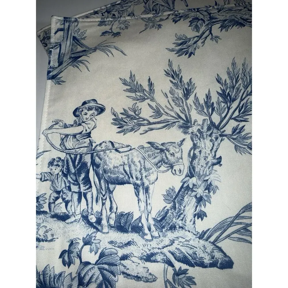 Covington French Country Toile Placemats Set Of 4 Reversible Blue 17”
